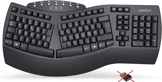 Picture of Klawiatura Perixx Perixx PERIBOARD-612B DE, ergonomic keyboard, dual mode, wireless/Bluetooth, Windows/Mac, black