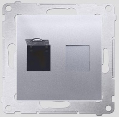 Attēls no Kontakt-Simon Gniazdo komputerowe SIMON54 pojedyncze RJ45 kat.6 z przeson srebrne - D61.01/43