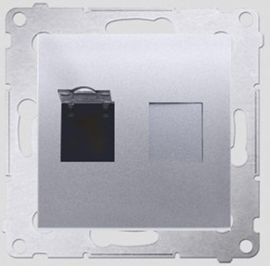 Picture of Kontakt-Simon Gniazdo komputerowe SIMON54 pojedyncze RJ45 kat.6 z przeson srebrne - D61.01/43