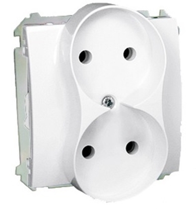 Attēls no Kontakt-Simon Gniazdo podwójne Basic Modu b/u 16A IP20 biae - BMG2M.01/11