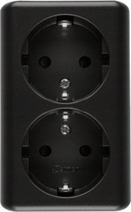 Изображение Kontakt-Simon Simon 54 Gniazdo podwójne Schuko natynkowe z przesonami torów prd. wer. skand. 16A 250V szybkozcza czarny mat EGSZ2SNZ/49