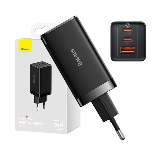 Изображение Lādētājs Baseus GaN5 Pro 65 W USB + 2 x USB-C 