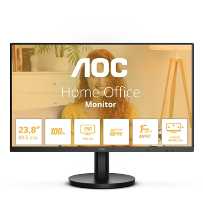 Picture of LCD Monitor|AOC|24"|Panel VA|1920x1080|16:9|100 Hz|Matte|1 ms|Speakers|Tilt|Colour Black|24B3HMA2
