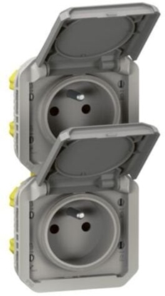 Attēls no Legrand NOWE PLEXO Gniazdo 2x2P+Z pionowe mechanizm 16A - 250V AC szare 069563L