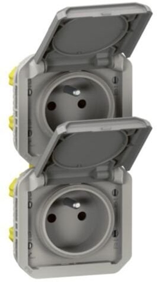 Picture of Legrand NOWE PLEXO Gniazdo 2x2P+Z pionowe mechanizm 16A - 250V AC szare 069563L