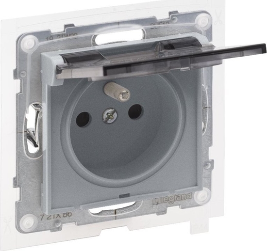 Picture of Legrand SUNO - Gniazdo 2P+Z IP44 - 16 A - 250 V~ - zaciski automatyczne - z przeson, Aluminium - Legrand 721386 himp