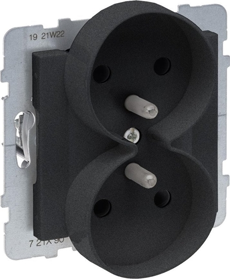 Picture of Legrand SUNO Gniazdo podwójne 2x2P+Z czarne 16A 250V zaciski automatyczne z przeson 721490