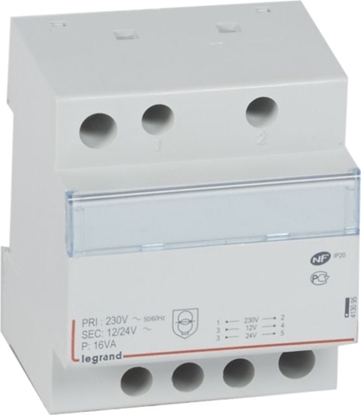 Attēls no Legrand Transformator bezpieczestwa moduowy TR316 23024V 16VA