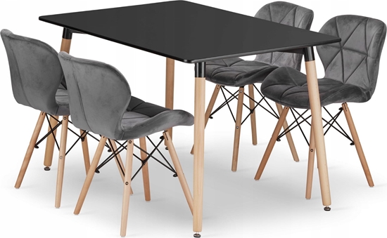 Picture of Leobert Zestaw stó prostoktny ADRIA 120x80 czarny + 4 krzesa LAGO szare