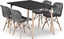 Изображение Leobert Zestaw stó prostoktny ADRIA 120x80 czarny + 4 krzesa LAGO szare
