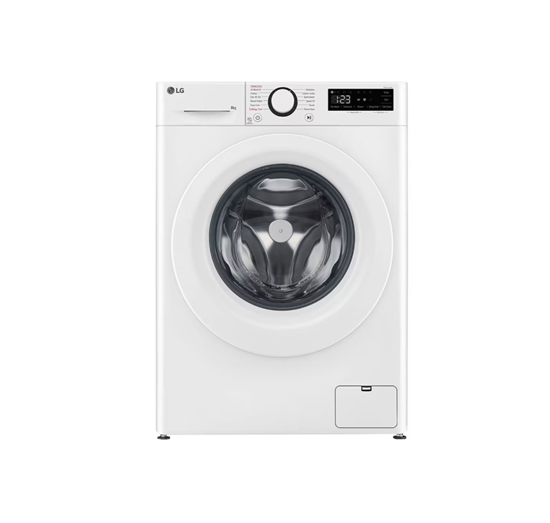Изображение LG | Washing machine | F2WR508SWW | Energy efficiency class A | Front loading | Washing capacity 8 kg | 1200 RPM | Depth 47.5 cm | Width 60 cm | Display | LED | Steam function | Direct drive | White