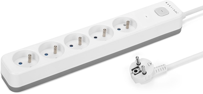 Picture of Listwa zasilajca Montis Listwa przeciwprzepiciowa biay-szary 5-gniazdowa 1,5m MT187-WG-1,5