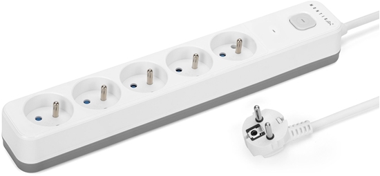 Picture of Listwa zasilajca Montis Listwa przeciwprzepiciowa biay-szary 5-gniazdowa 1,5m MT187-WG-1,5