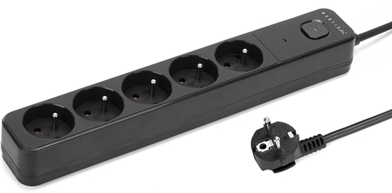 Picture of Listwa zasilajca Montis Listwa przeciwprzepiciowa czarna 5-gniazdowa 3m MT187-BK-3