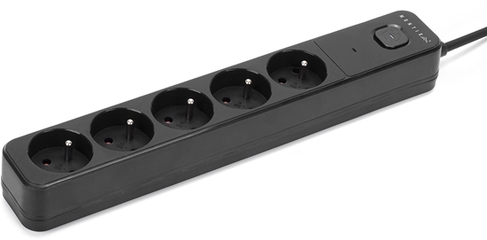 Picture of Listwa zasilajca Montis Listwa przeciwprzepiciowa czarna 5-gniazdowa 5m MT187-BK-5