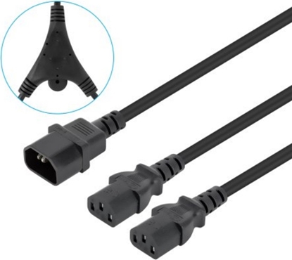 Изображение Manhattan 157469 elektrības kabelis Melns 1,8 m C14 uzmava 2 x C13 uzmava