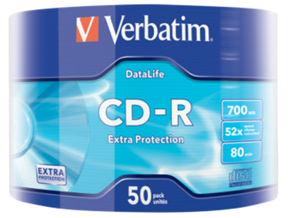 Изображение Matricas CD-R Verbatim Data Life 700MB 1x-52X Extra Protection 50 Pack Wrap Spindle