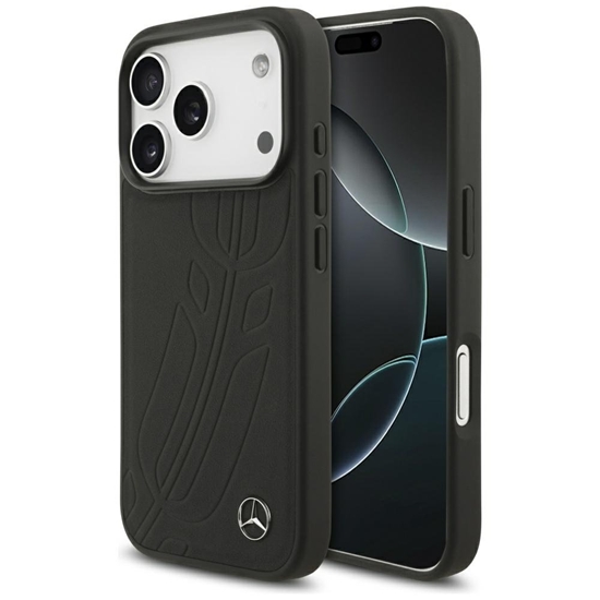 Изображение Mercedes Leather Large Laurel Leave MagSafe Case for Apple iPhone 17 Pro