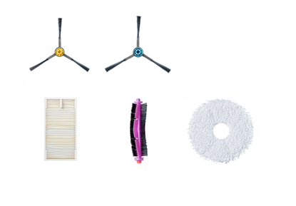 Attēls no Midea Spare Parts Kit for V12: 6x Side brushes, 2x Roller brushes, 3x HEPA Filters, 4x Mops, 3x Dust Bags