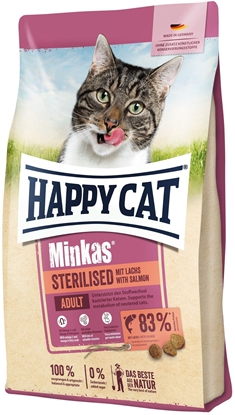 Изображение Minkas Sterilised Lachs, karma sucha, dla dorosych kotów po sterylizacji, oso, 500 g