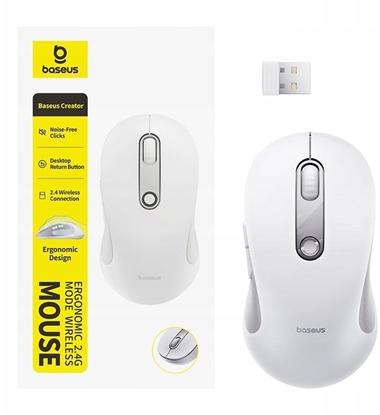 Picture of Mysz Baseus Mysz bezprzewodowa F02 USB 2.4GHz - biaa