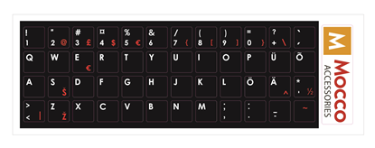 Attēls no Mocco Keyboard Sticks ENG / EE With Laminated Waterproof Level Black / Red