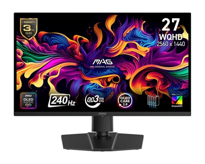 Изображение Monitor|MSI|MAG 273QP QD-OLED X24|26.5"|Gaming|Matte|Panel QD-OLED|2560x1440|16:9|240Hz|0.03 ms|Colour Black|MAG273QPQD-OLEDX24