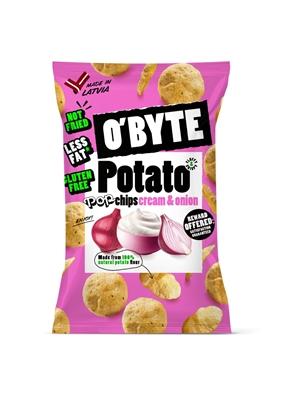 Picture of O'BYTE Kartupeļu čipsi ar skābā krējuma un sīpolu garšu 90g