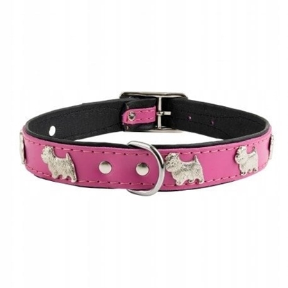 Picture of Obroa dla psa, wzór pieski westy, 20MM/45CM róowa