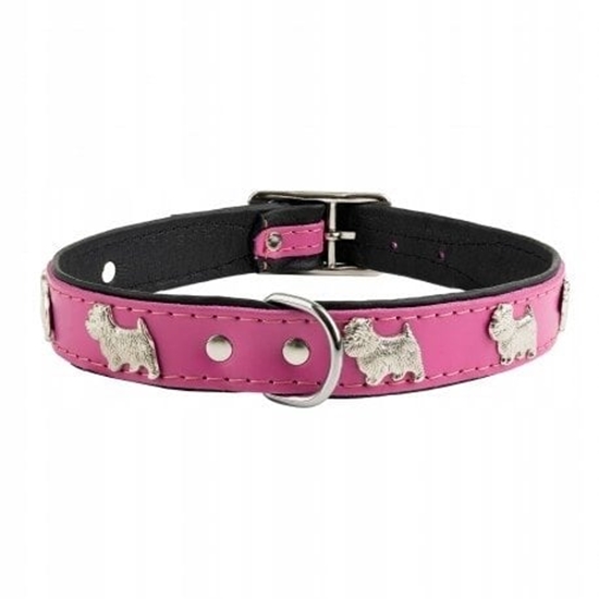 Picture of Obroa dla psa, wzór pieski westy, 20MM/45CM róowa