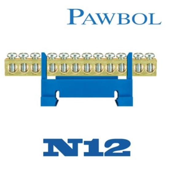 Picture of Pawbol Listwa zaciskowa niska na szyn 12-torowa niebieska TH35 (E.4024)