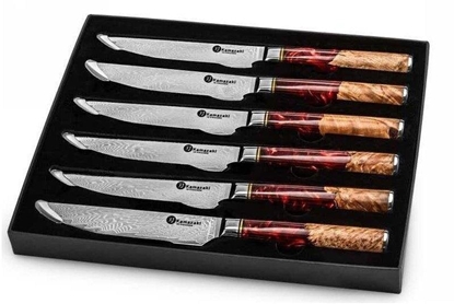 Attēls no Polaris Damasko plieno peili rinkinys kepsniams Kamazaki KZI210STK