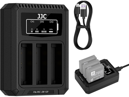 Изображение Potrójna adowarka Usb Na 3x Akumulator Bateria Db-120 Db120 Do Ricoh Gr Iv / Dch-db120tc