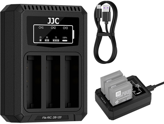Изображение Potrójna adowarka Usb Na 3x Akumulator Bateria Db-120 Db120 Do Ricoh Gr Iv / Dch-db120tc