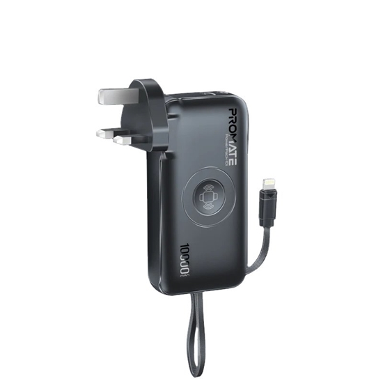 Изображение Promate PowerPack-10i Charger Power Bank 22W / 10000mAh / USB-C / QC3.0 / iWatch 2,5W / 220V EU/US/UK