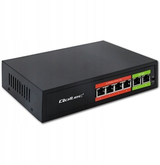 Изображение Przełącznik sieciowy SWITCH FAST Ethernet PoE | 4x RJ45 |  2x    RJ45 Uplink | 65W | 10/100Mb/s 