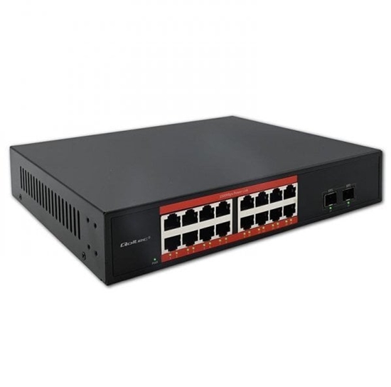 Изображение Przełącznik sieciowy SWITCH Gigabit Ethernet PoE | 16x RJ45 | 2x SFP | 1000 Mb/s 
