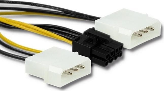 Изображение Qoltec Molex x2 - PCIe 8-pin, 0.15m, Czarny (50433)