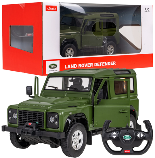 Изображение Rastar Land Rover Defender zielony RASTAR model 1:14 Zdalnie sterowanie auto + Pilot 2,4 GHz + Rcznie otwierane drzwi