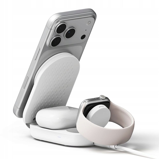 Изображение RINGKE QI2.2 25W 3IN1 MAGNETIC MAGSAFE WIRELESS FOLDING CHARGER WHITE