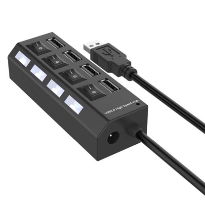Attēls no RoGer USB Hub - Splitter 4 x USB 2.0 with Separate On / Off Buttons