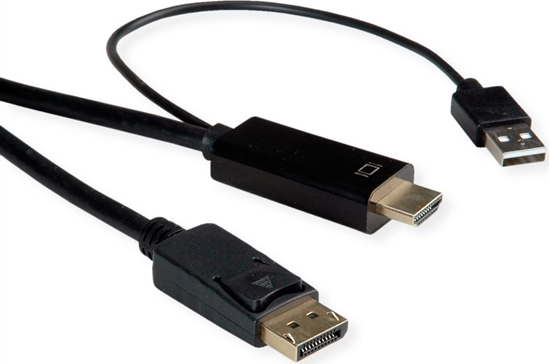 Picture of Roline Cable, UHDTV - DisplayPort, M/M, black, 1 m