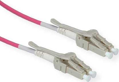 Attēls no Roline FO Jumper Cable 50/125µm OM4, LC/LC, Low-Loss-Connector, for Data Center, violet, 1 m