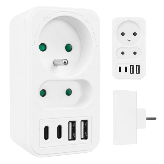 Изображение Rozdzielacz na 2 gniazda MCE249 F/W  2x USB-A 2x USB-C 