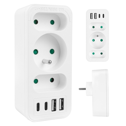Изображение Rozdzielacz na 3 gniazda MCE248 F/W 2xUSB-A 2xUSB-C biały