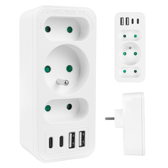 Picture of Rozdzielacz na 3 gniazda MCE248 F/W 2xUSB-A 2xUSB-C biały