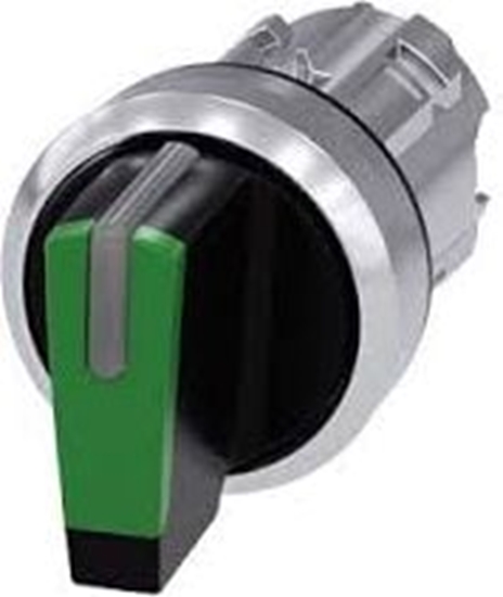 Изображение Siemens Napd przecznika 3 pooeniowy I-O-II 22mm zielony z podwietleniem bez samopowrotu (3SU1052-2BL40-0AA0)