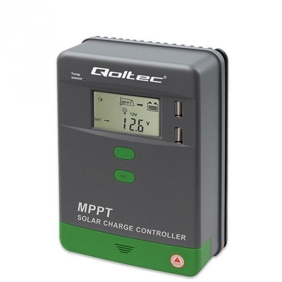 Изображение Solarny regulator ładowania MPPT z czujnikiem temperatury 10A |  12V/24V | LCD | 2xUSB | Bluetooth | APP | GEL | LiFePO4 