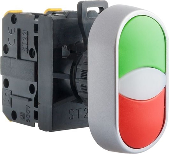 Picture of Spamel Przycisk sterowniczy 22mm podwójny czerwony/zielony z samopowrotem 2Z (ST22-2KL-20Z/C)
