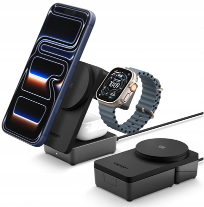 Picture of SPIGEN EF323MQ ESSENTIAL 3IN1 MAGNETIC MAGSAFE WIRELESS CHARGER 25W Qi2.2 BLACK